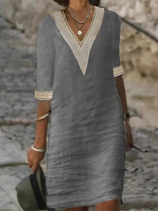 Women's 3/4 Sleeve A-Line Midi Dress