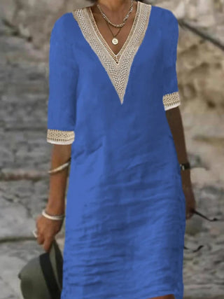 Women's 3/4 Sleeve A-Line Midi Dress