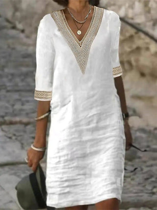 Women's 3/4 Sleeve A-Line Midi Dress