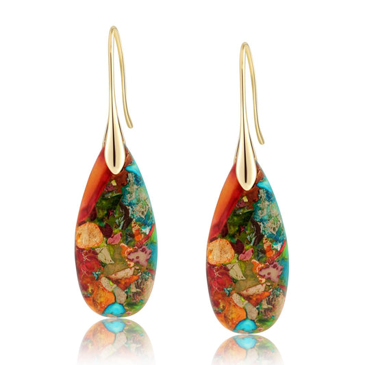 Natural Stone Teardrop Dangle Earrings for Women