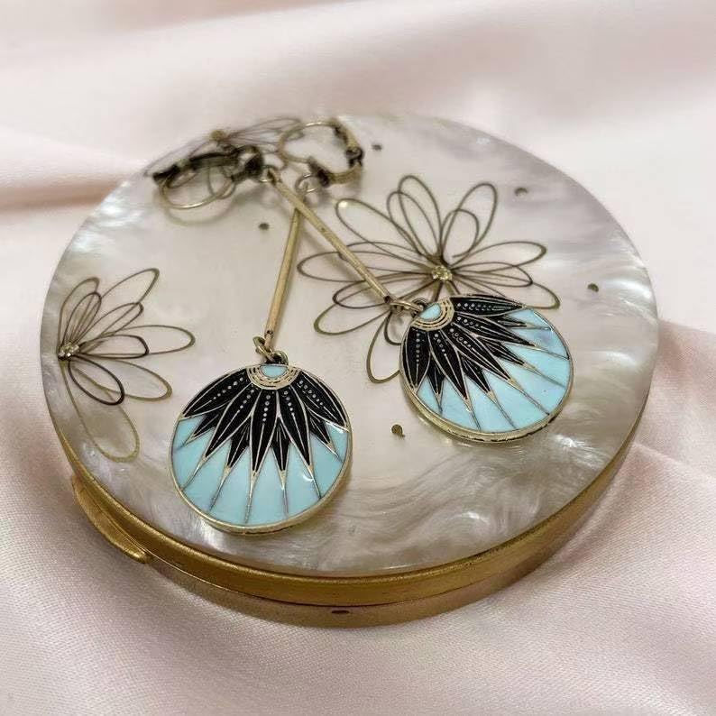 Boho Fan Shape Dangle Earrings for Women Lightweight