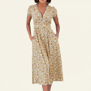 Women's Floral A-Line Midi Dress