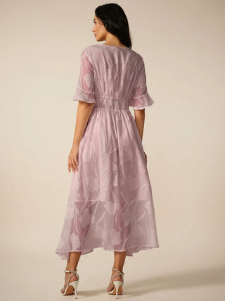 Women's Floral V-Neck A-Line Midi Dress