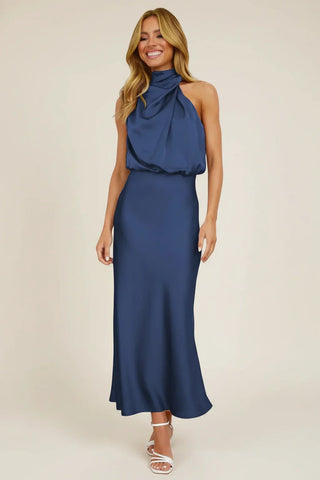 Women's Halter Evening Midi Dress