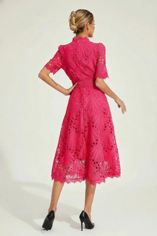 Women's High Neck A-Line Midi Dress