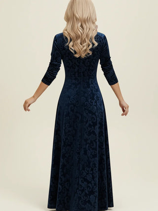 Women's Long Sleeve A-Line Midi Dress