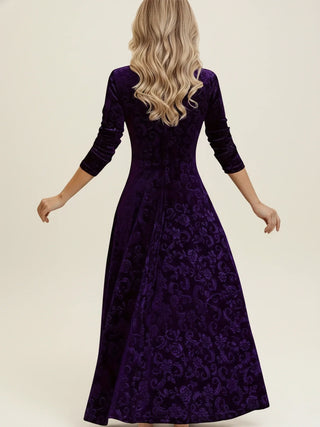 Women's Long Sleeve A-Line Midi Dress