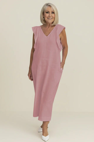 Women's Ruffle Sleeve Midi Dress