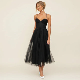 Women's Spaghetti Strap A-Line Midi Dress