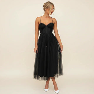 Women's Spaghetti Strap A-Line Midi Dress