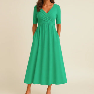 Women's V-Neck A-Line Midi Dress