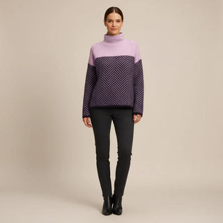 Women's Turtleneck Color Block Sweater