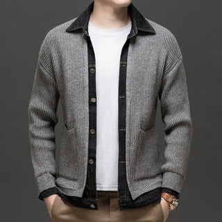 Men's Button-Down Denim Cardigan Sweater