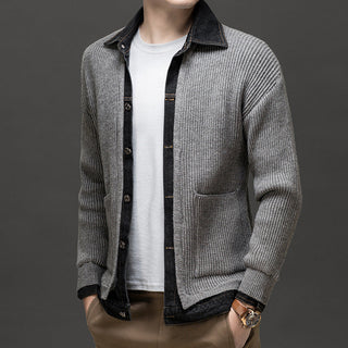 Men's Button-Down Denim Cardigan Sweater