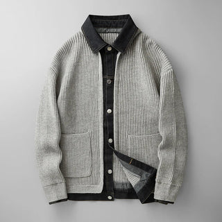 Men's Button-Down Denim Cardigan Sweater