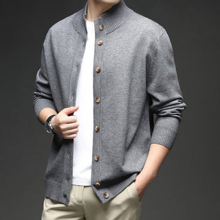 Men's Button-Down Ribbed Knit Sweater