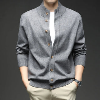Men's Button-Down Ribbed Knit Sweater
