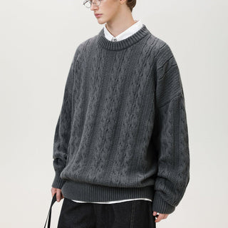 Men's Cable Knit Crew Neck Sweater