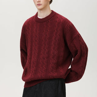 Men's Cable Knit Crew Neck Sweater