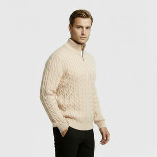 Men's Cable Knit Quarter Zip Sweater
