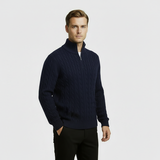 Men's Cable Knit Quarter Zip Sweater