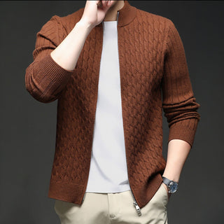 Men's Full Zip Cable Knit Sweater