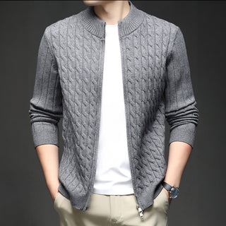 Men's Full Zip Cable Knit Sweater