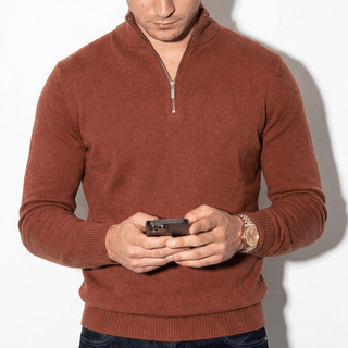 Men's Half-Zip Ribbed Knit Sweater