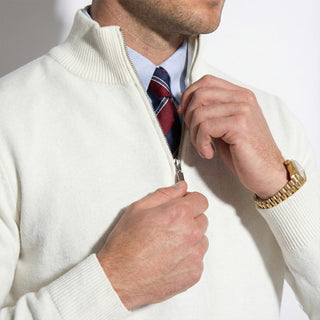 Men's Half-Zip Ribbed Knit Sweater