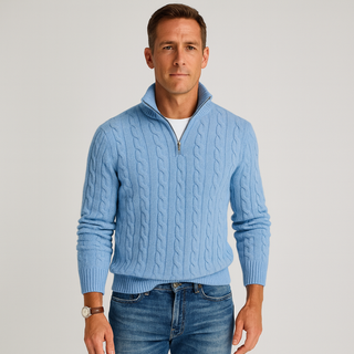 Men's Quarter-Zip Cable Knit Sweater