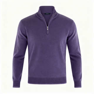 Men's Quarter-Zip Ribbed Knit Sweater