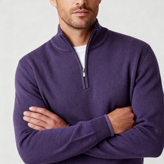 Men's Quarter-Zip Ribbed Knit Sweater