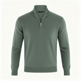 Men's Quarter-Zip Ribbed Knit Sweater