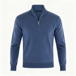 Men's Quarter-Zip Ribbed Knit Sweater