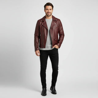 Men's Asymmetrical Leather Biker Jacket