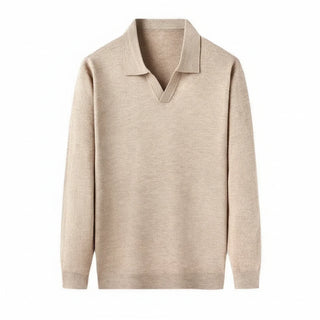 Men's Long-Sleeve Knit Polo Sweater