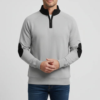 Men's Quarter Zip Elbow Patch Sweater