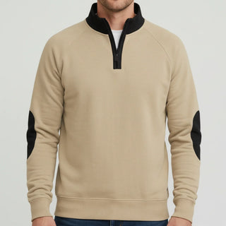 Men's Quarter Zip Elbow Patch Sweater
