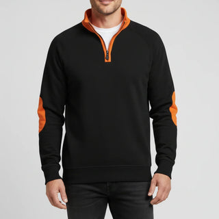 Men's Quarter Zip Elbow Patch Sweater