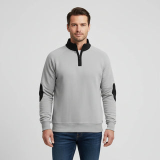 Men's Quarter Zip Elbow Patch Sweater