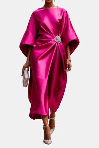 Women's Batwing Sleeve Wrap Midi Dress