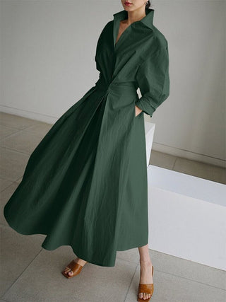 Women's Button-Down A-Line Midi Dress