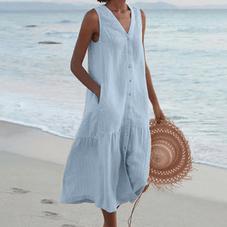 Women's Button-Down A-Line Midi Dress