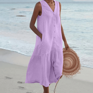 Women's Button-Down A-Line Midi Dress