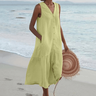 Women's Button-Down A-Line Midi Dress
