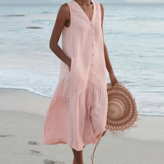 Women's Button-Down A-Line Midi Dress