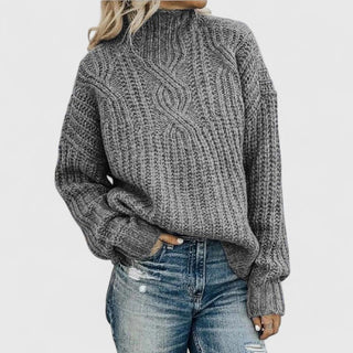 Women's Cable Knit Mock Neck Sweater
