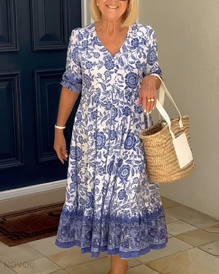 Women's Floral A-Line Midi Dress