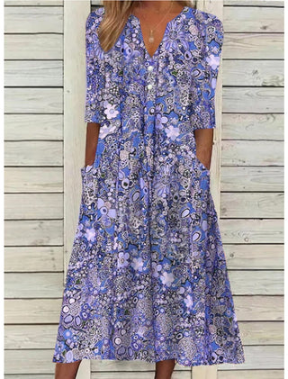 Women's Floral A-Line Midi Dress