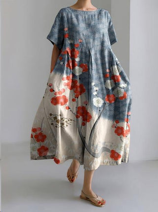 Women's Floral A-Line Midi Dress
